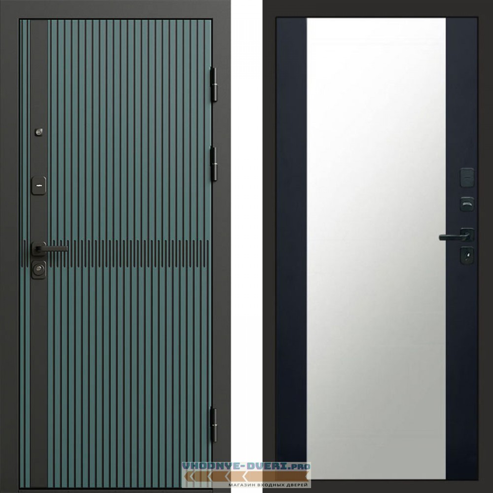 Дверь Termo Door ГРАУНД Velutto Verde Бетон Зеркало 27 Черный кварц + тонировка